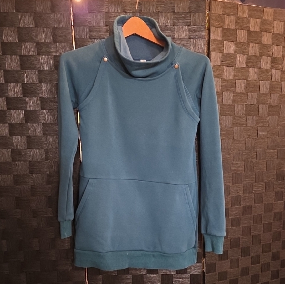 Latched Mama Teal Cowl Neck Nursing / Carrying Sweater